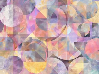 A geometric pattern of circles and lines in pastel colors