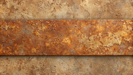 A close-up shot of a weathered metal surface with a rustic, orange and brown color palette