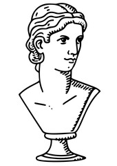 White female sculpture isolated on white background. Venus statue - Roman Goddess of Love. Vector illustration	