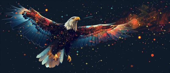 eagle flat design side view constellation illustration animation vivid