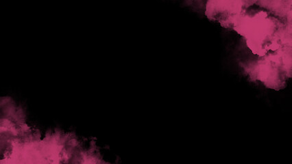 Black background with pink clouds.