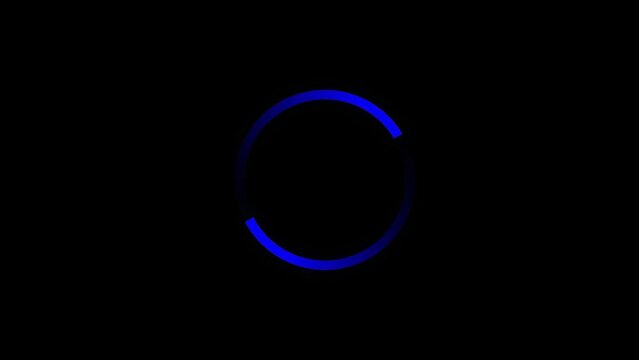 Blue circle simple loader interface, rotating loop animation on black background