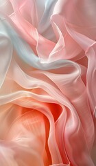 Obraz premium Closeup of soft pastel colored fabrics with flowing textures and gentle hues