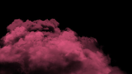 Fototapeta premium Cloud of pink fog or smoke on a black background.