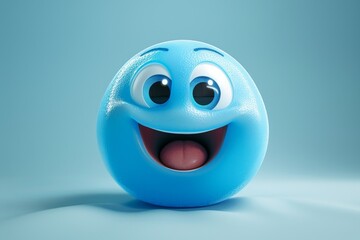 Cute blue baby face emoji with big eyes and a cheerful smile