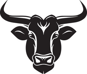 cow head silhouette vector art illustration