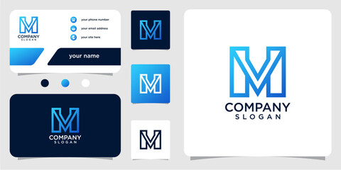 abstract, modern, simple letter m logo template with business card