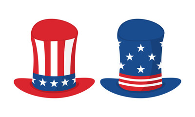 Collections of vector illustration of hat in American flag color