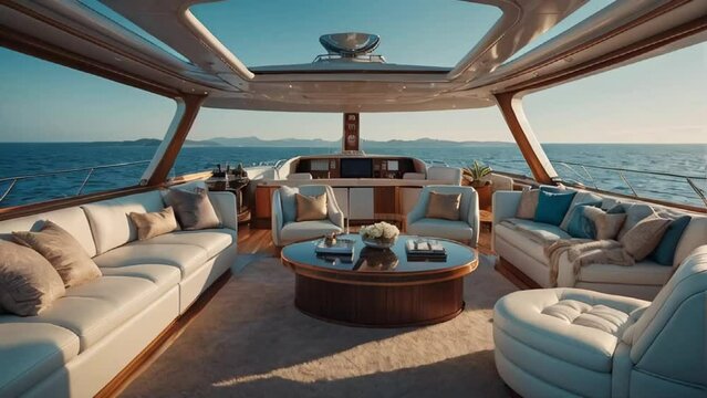 Interior of a luxury comfortable yacht
