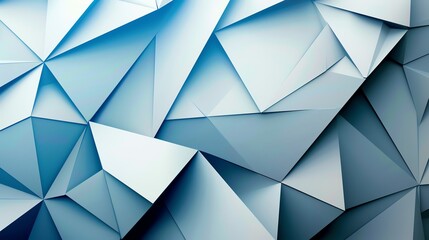 Obraz premium Geometric abstract background with overlapping triangles, featuring a cool blue gradient. Ideal for modern design and tech visuals.