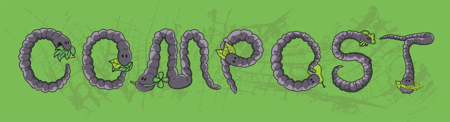 Compost ecological art design made of earthworms