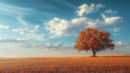 A solitary tree standing in the field