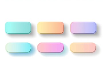 Set of pastel color gradient buttons with rectangular shape and rounded corners