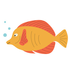 Cute fish, sea life, sea fish, ocean fauna, flat style vector illustration, simple fish clipart