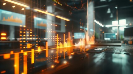Obraz premium Visual Representation of Financial Data in a Modern Office Environment