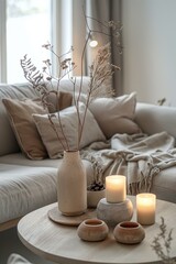 Cozy and Stylish Living Room Interior with Soft Lighting and Minimalist Decor