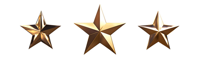 Obraz premium Set of 3 Gold Stars on a Transparent Background