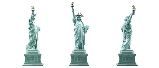 Set of 3 Statue of Liberty with Transparent Background