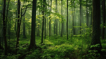 Fototapeta premium Forest view in shades of green