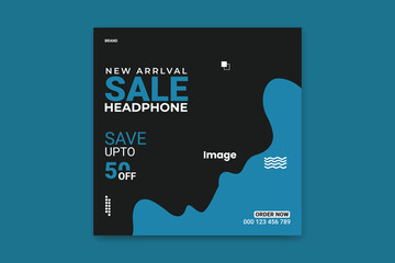headphone social media design template
