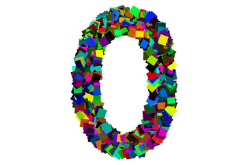 Colorful number 0 for math concept