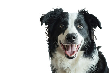 Fototapeta premium Portrait Head Of A Happy Border Collie Dog With A Transparent Background, Puppy Border Collie Dog Bread, PNG, Cut Out