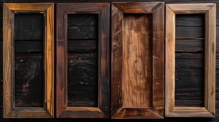 Frame made from four types of wood isolated