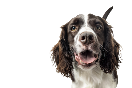 Portrait Head Of A Happy English Springer Spaniel Dog With A Transparent Background, Puppy English Springer Spaniel Dog Bread, PNG, Cut Out