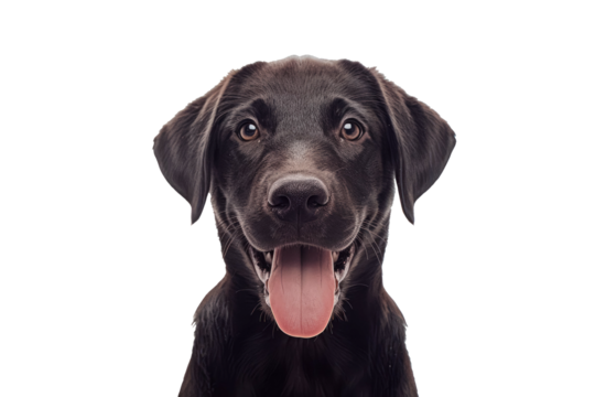 Portrait Head Of A Happy Black Labrador Retriever Dog With A Transparent Background, Puppy Labrador Dog Bread, PNG, Cut Out