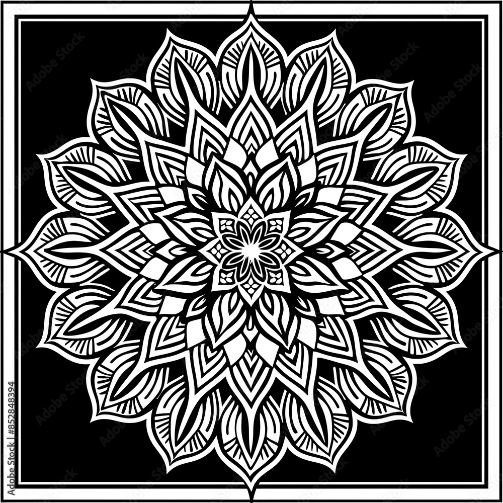 Leinwandbilder simple black mandala with abstract elements, isolated on white background. oriental ethnic ornament 