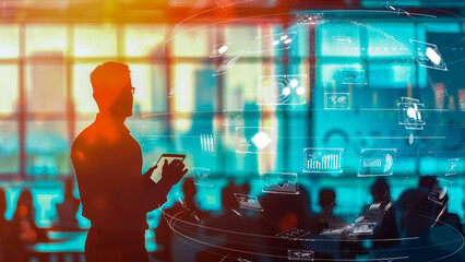 Innovative workspace with virtual data and collaborative business activities