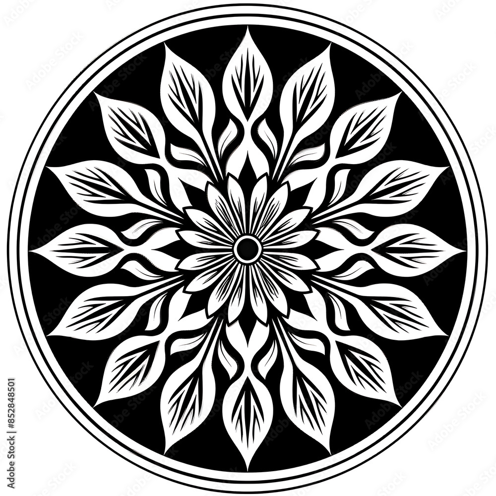 Leinwandbilder simple black mandala with abstract elements, isolated on white background. oriental ethnic ornament 