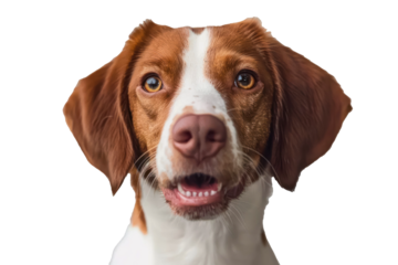 Portrait Head Of A Happy Brittany Dog With A Transparent Background, Puppy Brittany Dog Bread, PNG, Cut Out