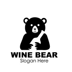 wine bear logo design concept vector illustration