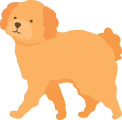 Cartoon illustration of a happy golden doodle dog walking from the side view