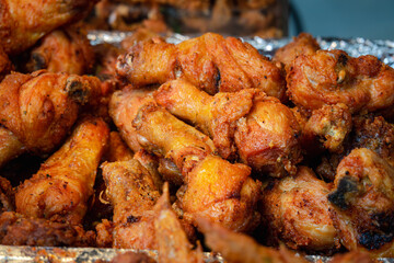 A pile of fried chicken wings