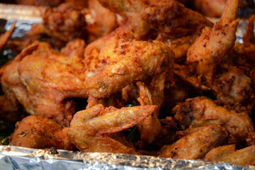 A pile of fried chicken wings