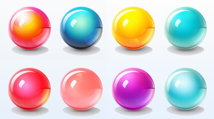 Colorful Glossy Spheres with Vibrant Gradients and Reflections