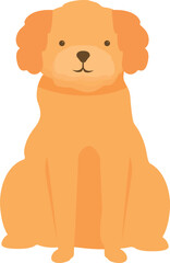 Cartoon golden retriever dog is sitting and looking forward