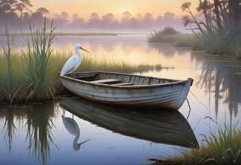 Fototapeta premium boat on the lake