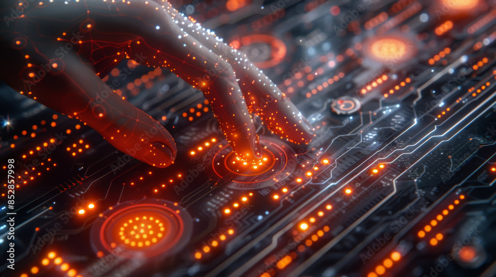 Canvas Prints touch the future, vector illustration of a sense of science and technology