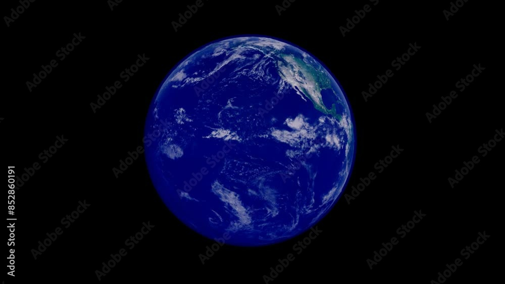 Wall mural a seamless looping animation of the earth rotating 360 degree on deep black background as 3d modelin