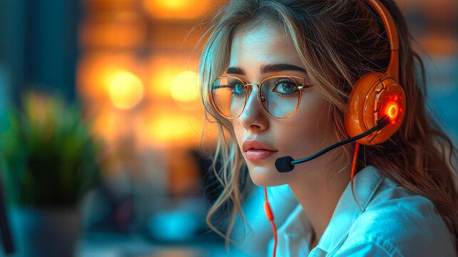 Professional Customer Support Operator with Headset