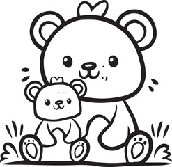 bear line art vector illustration