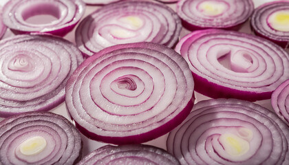 Raw red onion rings. Cooking and culinary concept.