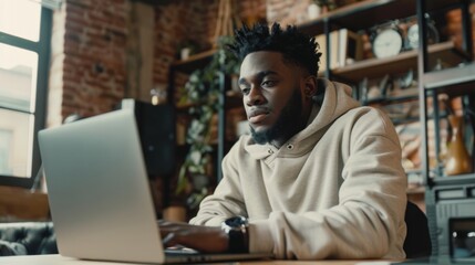 African American man in a minimalist office