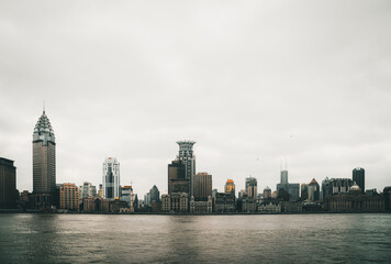 Obraz premium view of the cityscape in Pudong Financial District in Pudong Lujiazui, Shanghai, China
