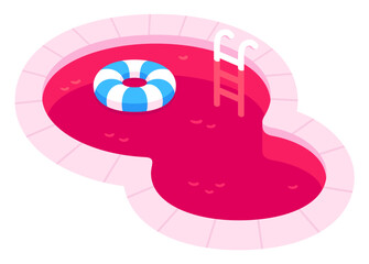 Red swimming pool cartoon illustration