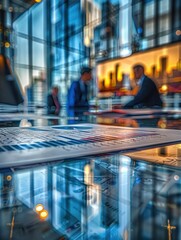 Blurry Business Meeting with Glass Table Reflection