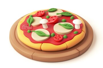 Close-Up of a Freshly Baked Pizza with Tomatoes and Basil